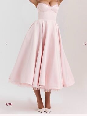 House of CB Mademoiselle Bustier Stretch Satin Midi Dress